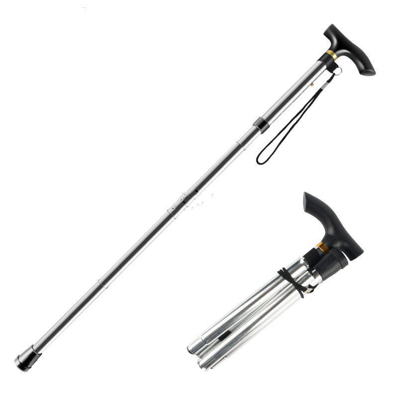 Raised &amp; lowerable as well as collapsible cane | Durable metal cane