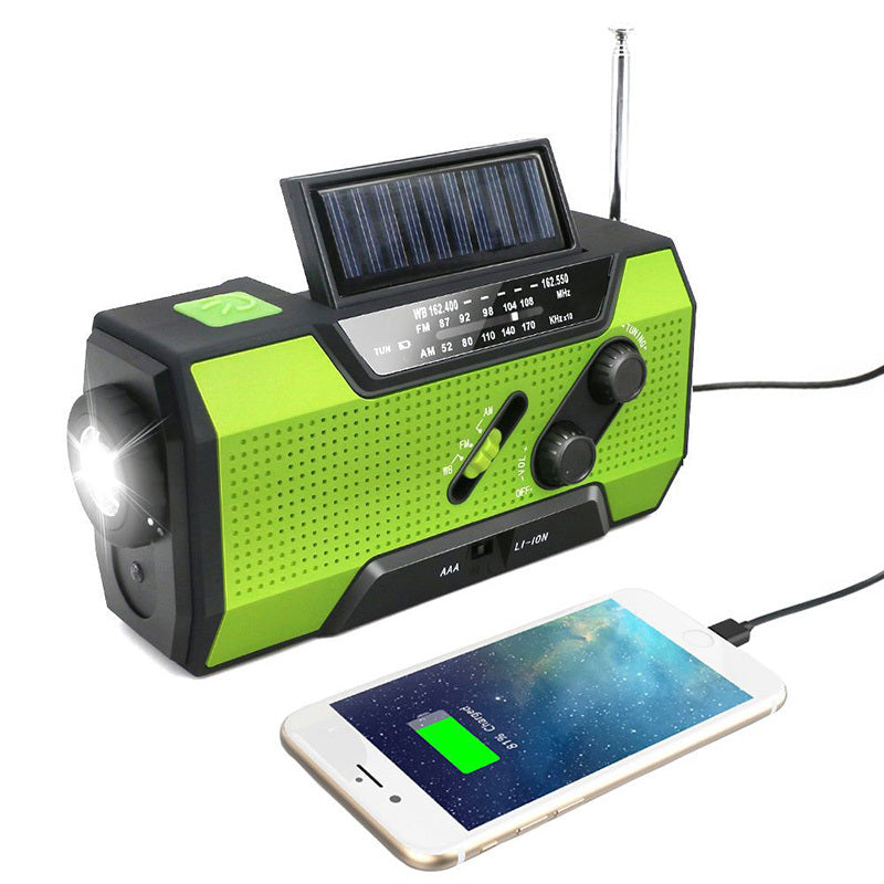 Emergency radio - 2000 mAh built-in Powerbank, Flashlight and Solar cells