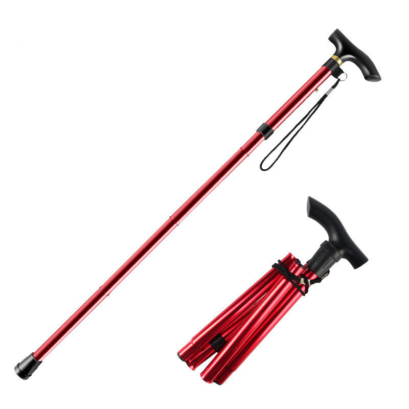 Raised &amp; lowerable as well as collapsible cane | Durable metal cane