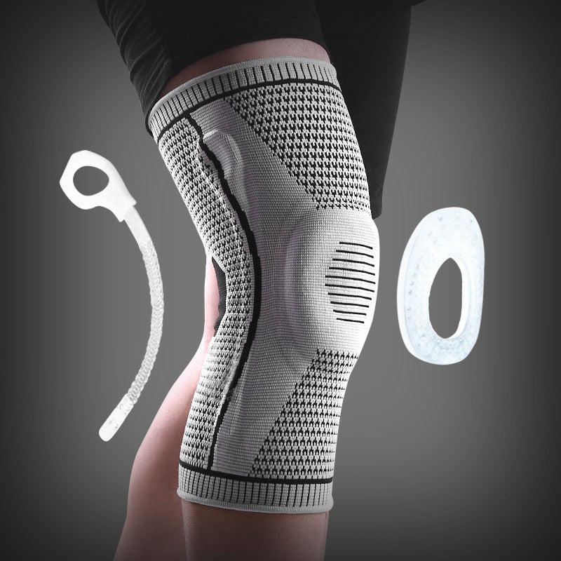 Sports Compression Knee Pads with Silicone Spring - Breathable and Shock Absorbing