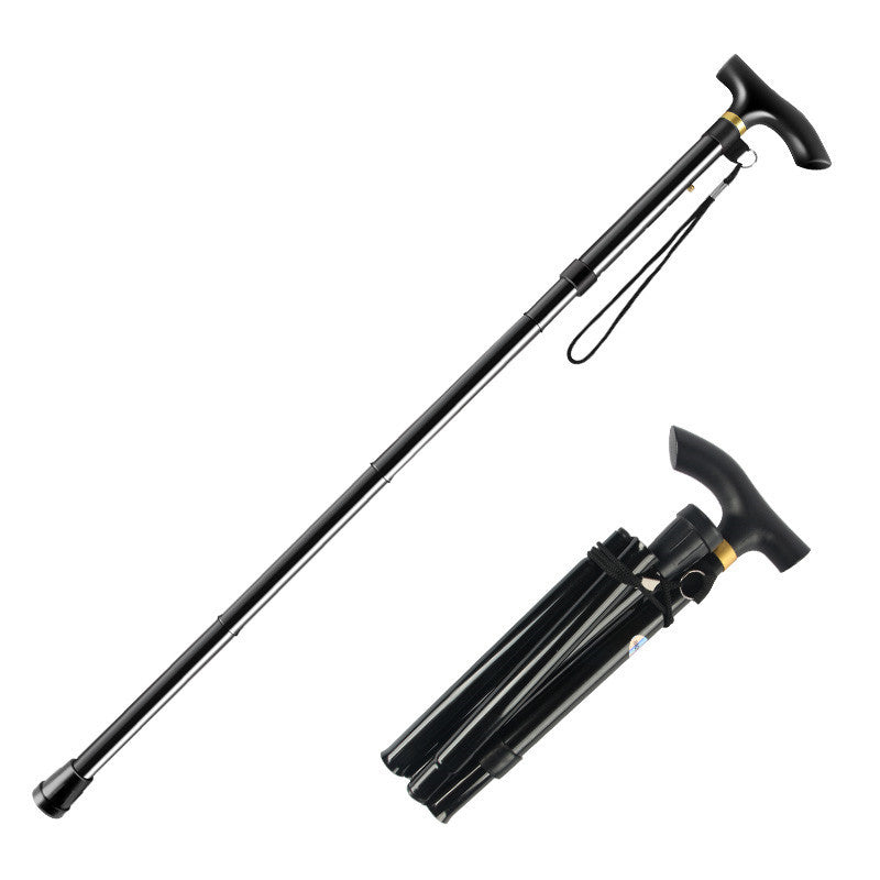 Raised &amp; lowerable as well as collapsible cane | Durable metal cane